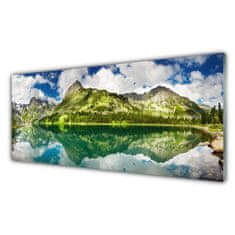 tulup.si Slika na akrilnem steklu Mountain lake landscape 125x50 cm 2 obešalnika