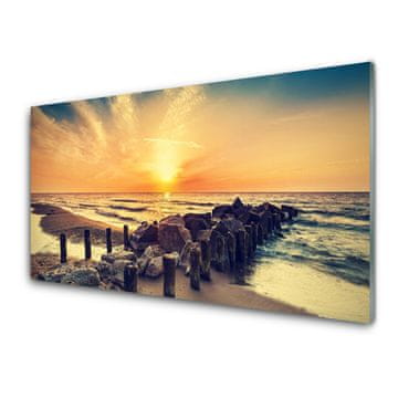 tulup.si Slika na akrilnem steklu Valobrana beach sea west 2 obešalnika