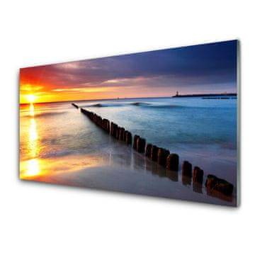 tulup.si Slika na steklu Sea sun landscape 2 obešalnika