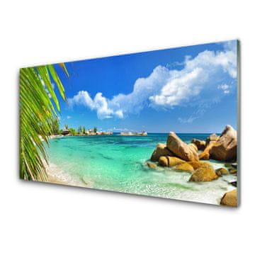 tulup.si Slika na steklu Sea rock landscape 4 obešalnika