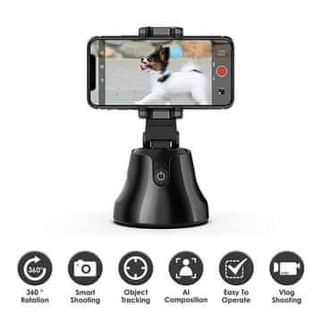 Netscroll Pametno držalo za telefon s samodejnim sledenjem za prostoročno snemanje, sledenje 360° brez mrtvih kotov, 50h delovanja brez prekinitve, iOS in Android, 3 načini, Robocam