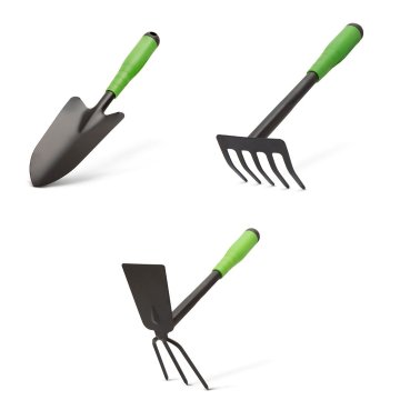 GARDEN OF EDEN Set vrtnega orodja - lopata, grablje in motika - kovina