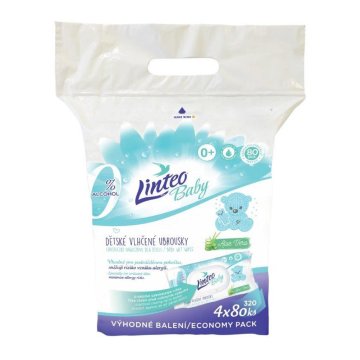 LINTEO Otroški vlažni robčki Baby Aloe Vera 4x80 kosov