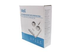 Well EXTS-2S3M podaljšek s prenapetostno zaščito, 2x vtičnica 230V + 4x USB, 16A, 3680W, 3m