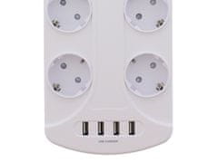 Well EXTS-8S3M podaljšek s prenapetostno zaščito, 8x vtičnica 230V + 4x USB, 16A, 3680W, 3m