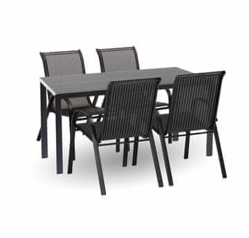 IWHOME Eleganten Vrtni Set VIGO L Antracit s 4 Stolčki VALENCIA Črna