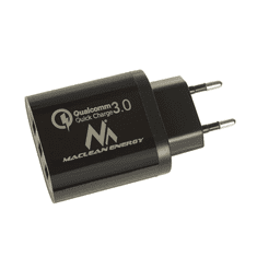 Maclean Polnilec 2x USB 1x QC 3.0 MCE-479B črn