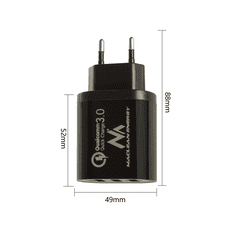 Maclean Polnilec 2x USB 1x QC 3.0 MCE-479B črn