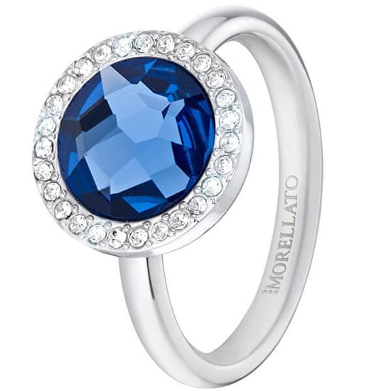 Morellato Jeklen prstan z modrim kristalom Essenza SAGX15