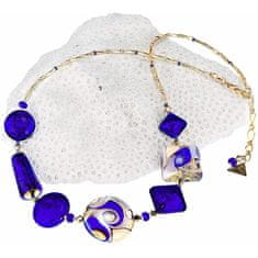 Lampglas Fascinantna zlato modra ogrlica z 24-karatnim zlatom in čistim srebrom v Lampglas Lampglas NRO5