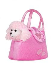 PLAYTO Pes v torbici, plišasta igrača, roza