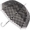 Ženski trsni dežnik Clear Dome Stick s Black pikami POES BW