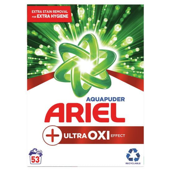 Ariel AquaPuder OXI Extra Hygiene pralni prašek, 53 pranj