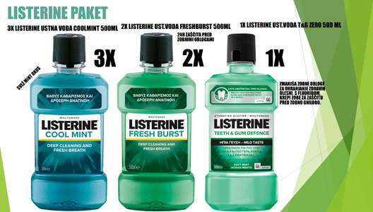   Listerine paket ustnih vod, 500 ml, 4+2 gratis