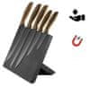 PBKSBB5W set kuhinjskih nožev, 5 kosov, magnetno stojalo, črno-rjave barve