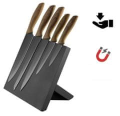 Platinet PBKSBB5W set kuhinjskih nožev, 5 kosov, magnetno stojalo, črno-rjave barve