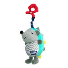 Baby Mix Ježek modro-siva plišasta igrača s strojčkom za igrače in sponko