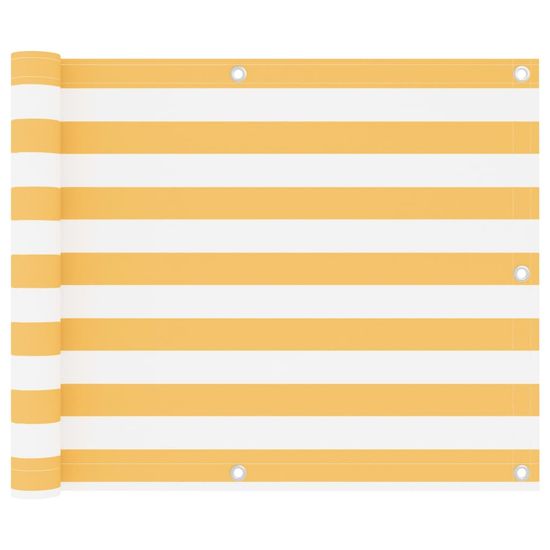 Vidaxl Balkonsko platno belo in rumeno 75x600 cm oksford blago