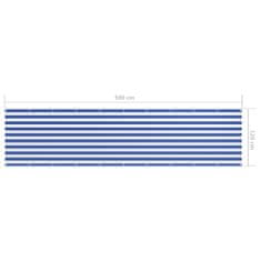 Greatstore Balkonsko platno belo in modro 120x500 cm oksford blago