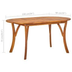 Vidaxl Vrtna miza 150x90x75 cm trden akacijev les