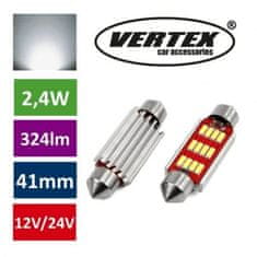 AMIO Avto LED sijalka C5W 41mm 12 SMD 4014 CANBUS 2,4W 12/24V 5000K 2 kosa