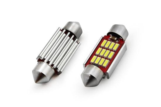 AMIO Avto LED sijalka C5W 39mm 12 SMD 4014 CANBUS 2,4W 12/24V 5000K 2 kosa