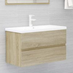 Vidaxl Omarica za umivalnik sonoma hrast 80x38,5x45 cm iverna plošča
