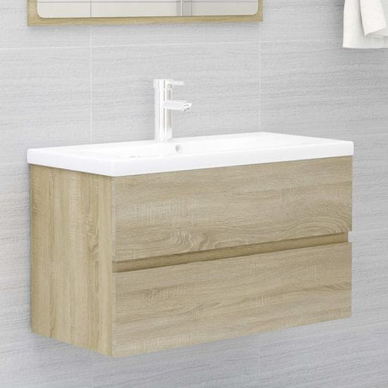 Vidaxl Omarica za umivalnik sonoma hrast 80x38,5x45 cm iverna plošča