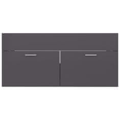 Vidaxl Omarica za umivalnik visok sijaj siva 100x38,5x46 cm iverna pl.