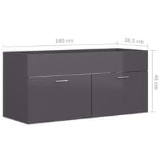 Vidaxl Omarica za umivalnik visok sijaj siva 100x38,5x46 cm iverna pl.
