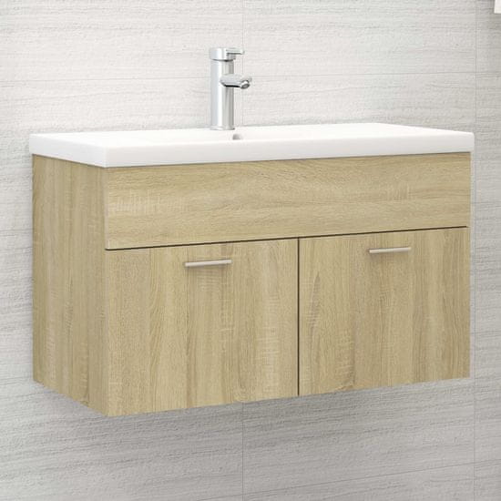 Vidaxl Omarica za umivalnik sonoma hrast 80x38,5x46 cm iverna plošča