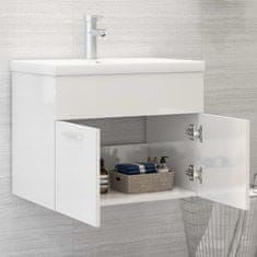 Vidaxl Omarica za umivalnik visok sijaj bela 60x38,5x46 cm iverna pl.