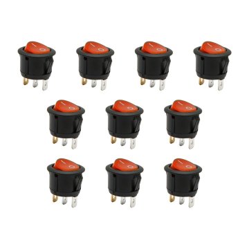 Handy 10x osvetljeno preklopno vgradno stikalo, 6 A - 250 V, ON - OFF, rdeča luč
