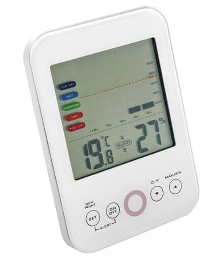 Fackelmann termometer/higrometer, digitalni, 137x82x21 mm, beli, 2x bateriji
