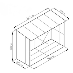 IWHOME Jekleni Zavetišče za Les HESTIA AW-C Antracit, 190x290x119 cm