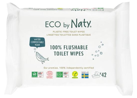 ECO by Naty ECO mokri vložljivi robčki s funkcijo toaletnega papirja brez vonja, 3x 42 kosov