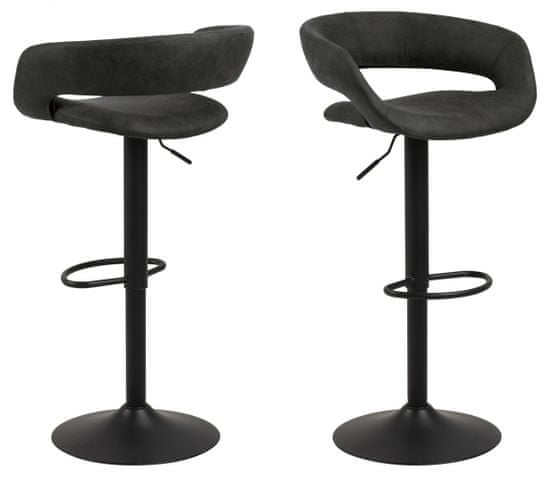 Design Scandinavia Barski stoli Grace II (SET 2 kosa), tkanina, antracit