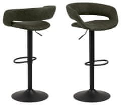 Design Scandinavia Barski stolčki Grace (SET 2 kosa), tkanina, oljka