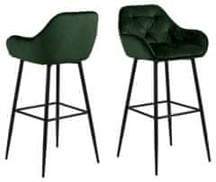 Design Scandinavia Brooke barski stolčki (SET 2 kosa), tkanina, temno zelena