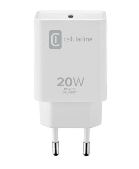 CellularLine hišni polnilec USB-C za iPhone 8, adapter, 20W, bel
