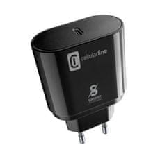 CellularLine hišni polnilec USB-C 25W s Type C kablom za Samsung Galaxy S21, 25W, črn