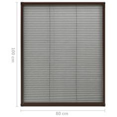 Greatstore Plise komarnik za okna aluminij rjav 80x100 cm