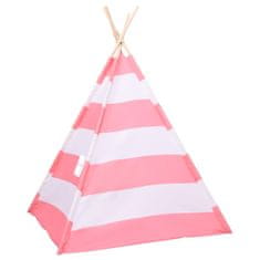 Vidaxl Otroški tipi šotor z vrečo peach skin črtast 120x120x150 cm