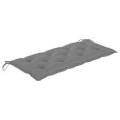 Vidaxl Vrtna klop s sivo blazino 120 cm trdna tikovina