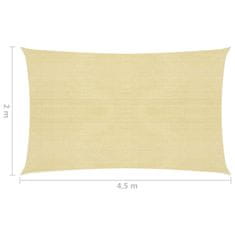 Vidaxl Senčno jadro 160 g/m² bež 2x4,5 m HDPE