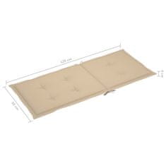 Vidaxl Blazine za vrtne stole 4 kosi bež 120x50x3 cm blago