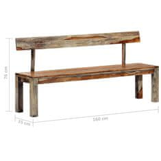 Vidaxl Klop 160 cm siva iz trdnega palisandra