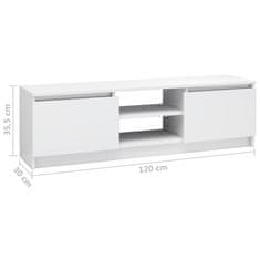 Vidaxl TV omarica visok sijaj bela 120x30x35,5 cm iverna plošča