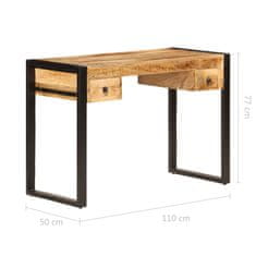 Vidaxl Miza z 2 predaloma 110x50x77 cm trden mangov les