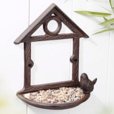 Vidaxl HI Viseča krmilnica za ptice v obliki hišice, 18 cm, rjava